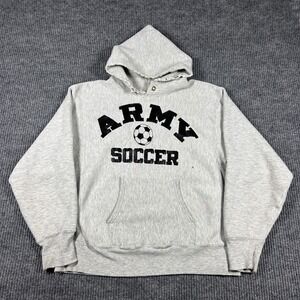 Vintage Champion Hoodie Men's L Reverse Weave Army Soccer Warmup 80s RARE